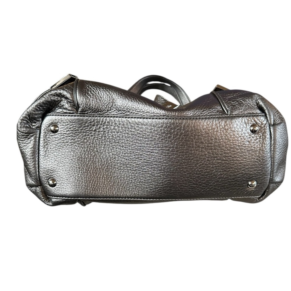 Michael Kors Beverly Large Leather Metallic Pewter Satchel - Picture 4 of 15